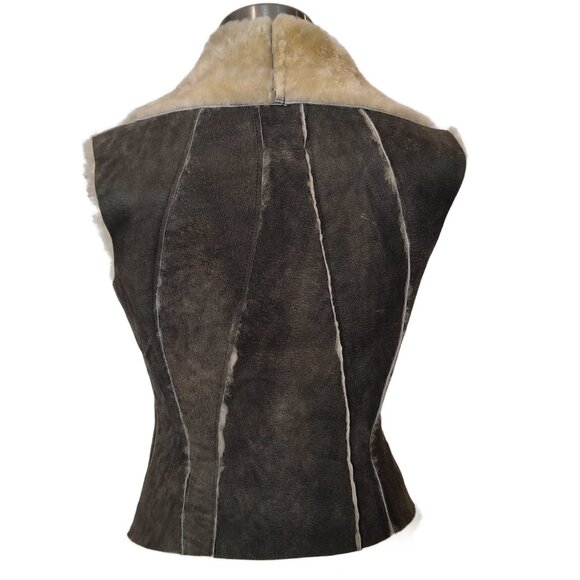 Luxurious West 14th Women's Nolita Drape Authentic Shearling Vest in Gray S to M - Picture 6 of 9
